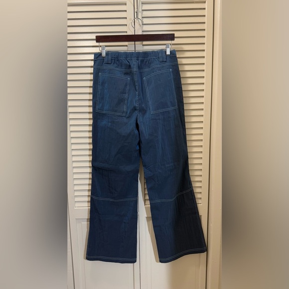 Urban Outfitters Silence + Noise Reflective Pants Women's Navy Blue Trousers - Picture 3 of 6